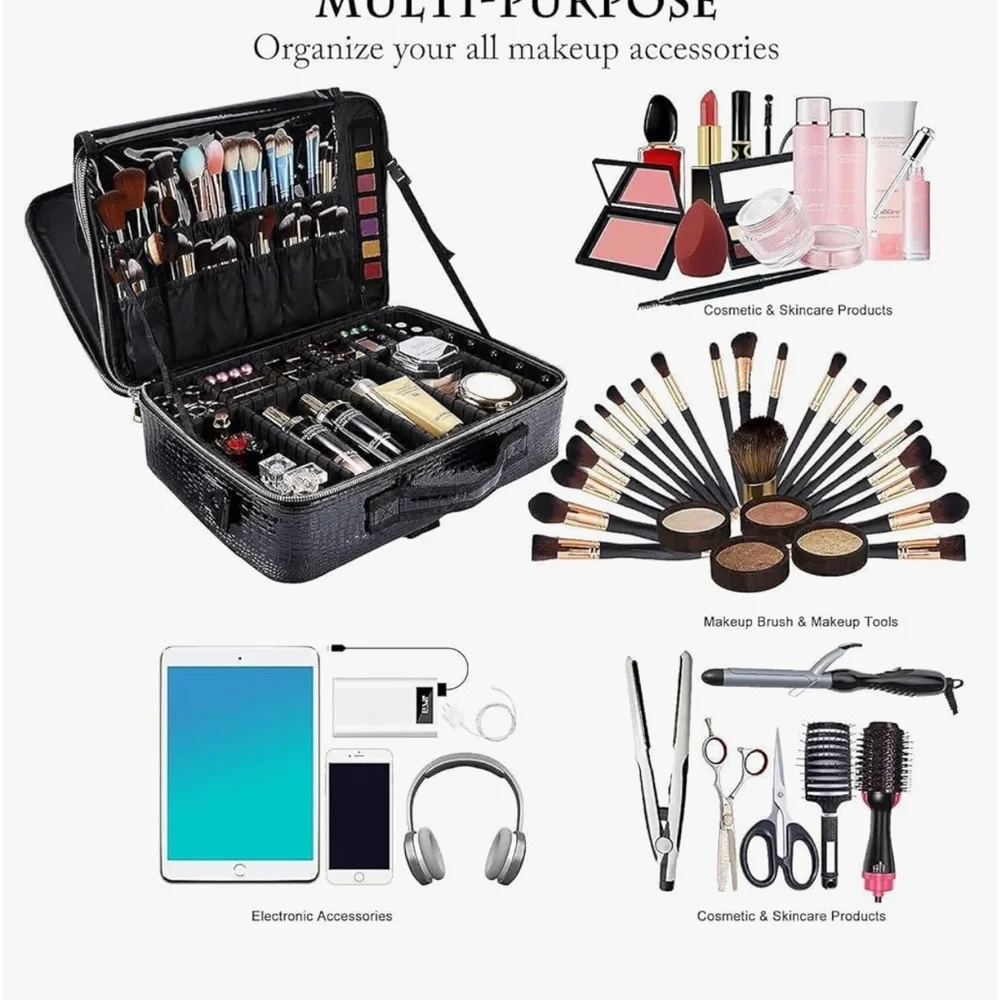 🆕 Makeup Case Travel Makeup Train Case Organizer - Picture 14 of 17